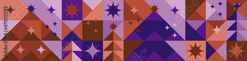 Christmas tree & stars geometric seamless pattern
