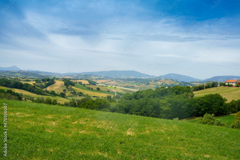 Rural landscape along the road from Fano to Mondavio, Marche