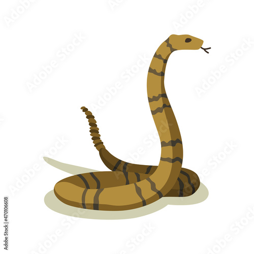 Venomous snake. Danger color animal. Poisonous reptile crawl. Decorative character, wildlife nature animal
