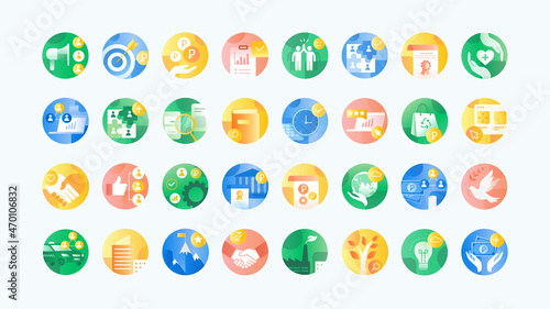 Social Marketing, Sales, Ecommerce, SEO. Icon Set 