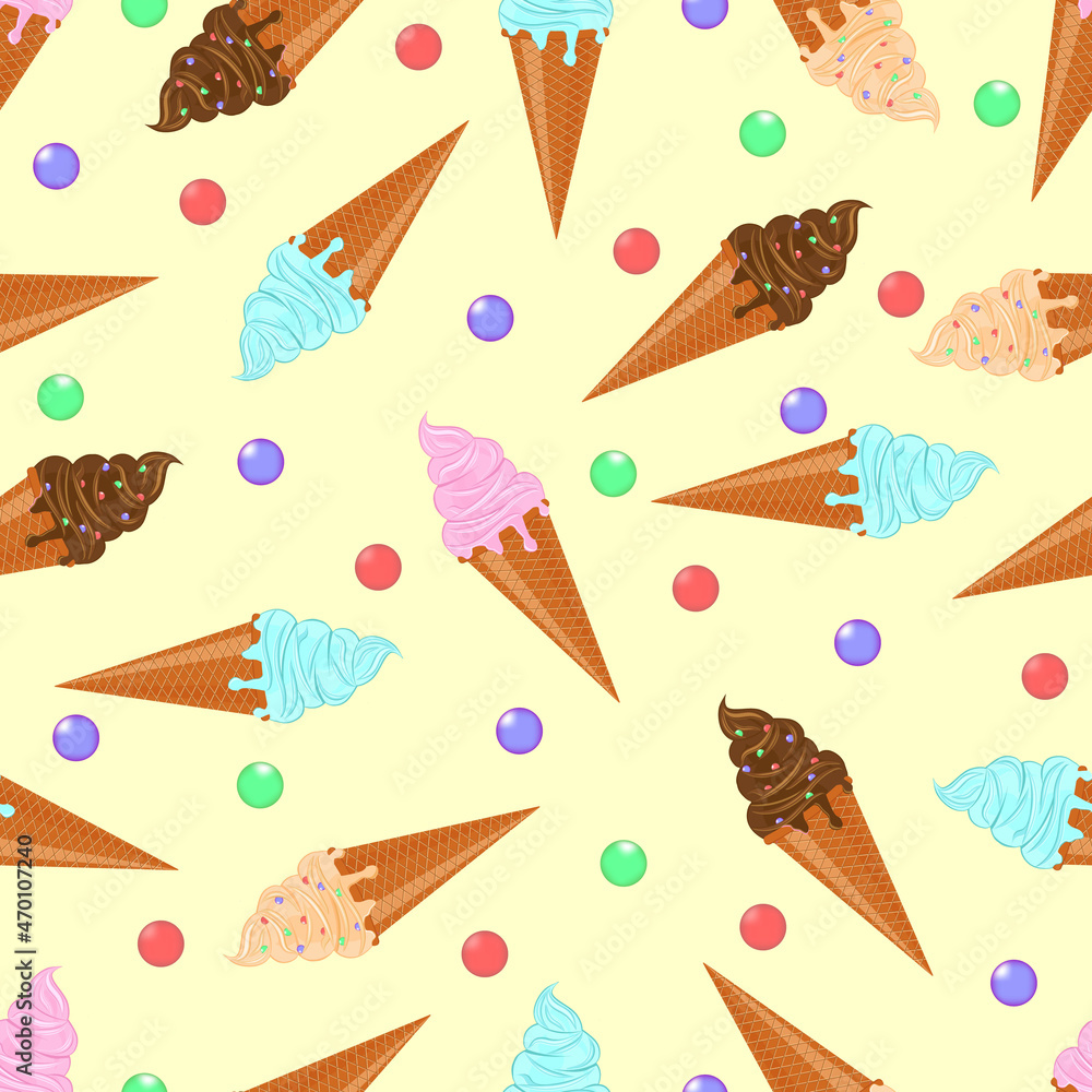 vector background seamless ice cream pattern