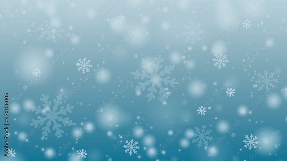Abstract winter background with snowflakes and snow.