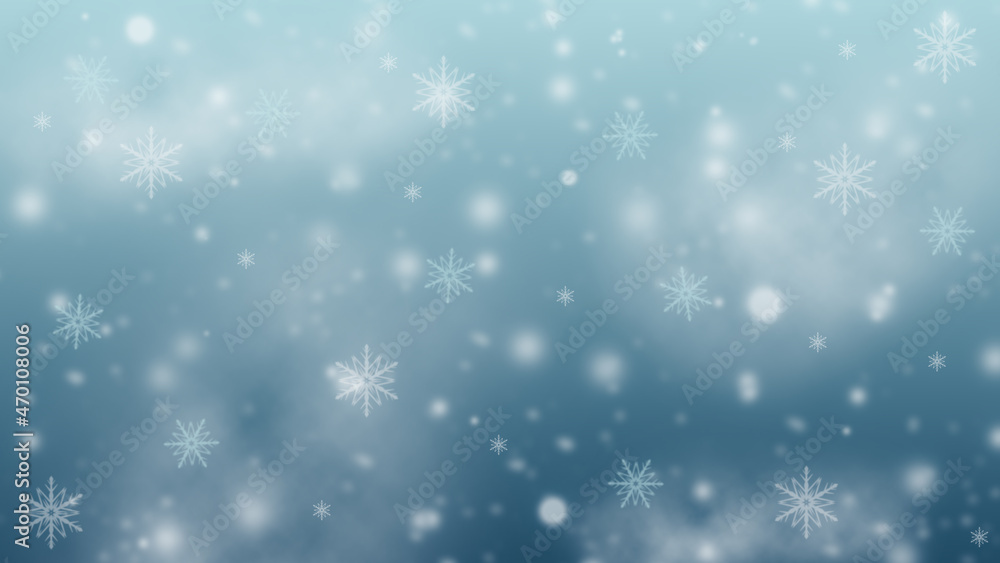 Winter background with snow and snowflakes.