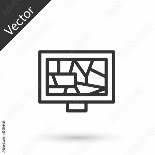 Grey line Picture art icon isolated on white background. Vector
