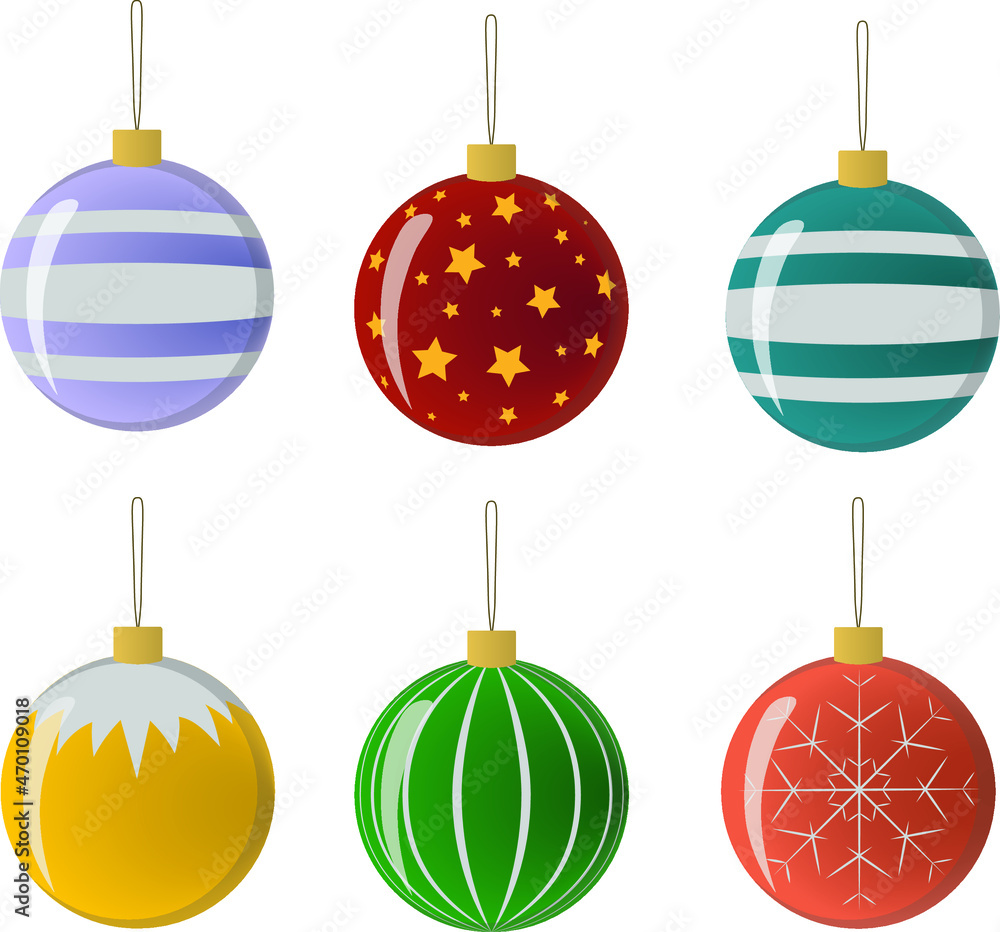 Hanging Christmas ornaments vector clipart ball