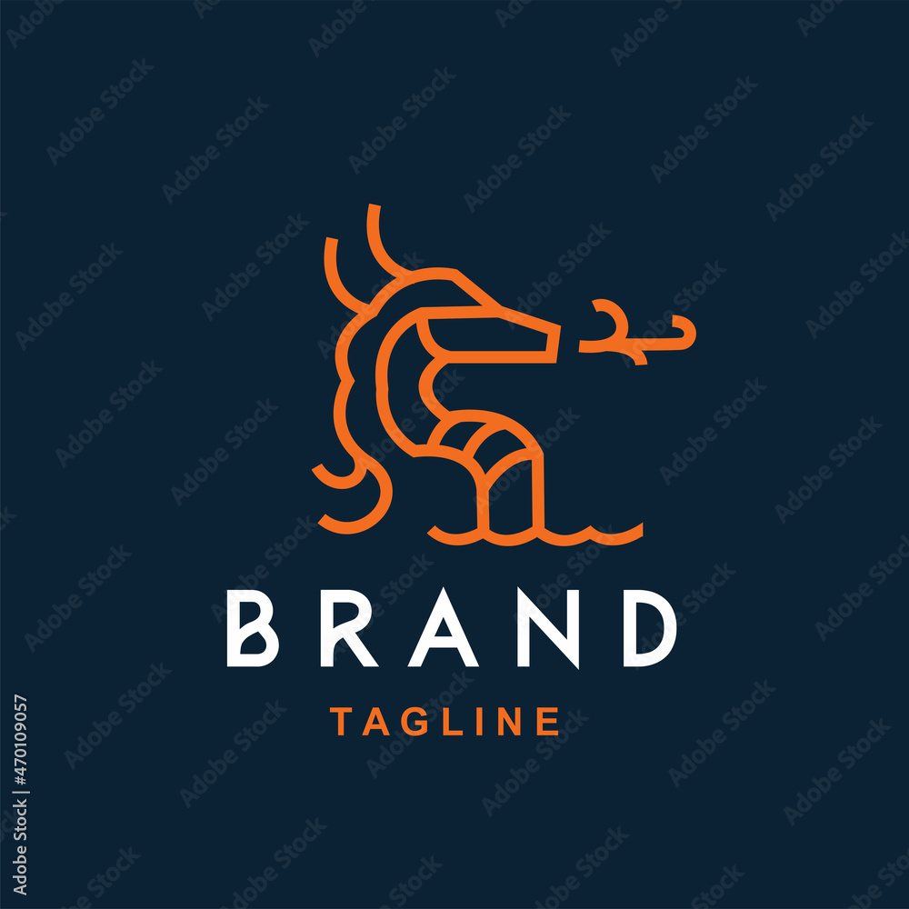 vector dragon flat monoline minimalist simple logo Perfect for any brand and company 