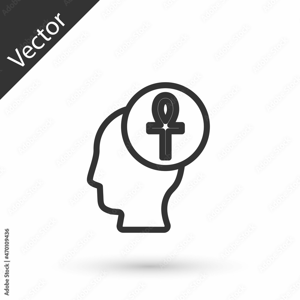 Grey line Cross ankh icon isolated on white background. Vector Grey line Cross ankh icon isolated on white background. Vector