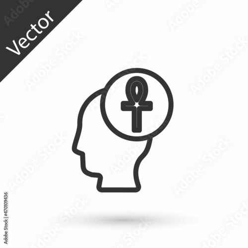 Grey line Cross ankh icon isolated on white background. Vector