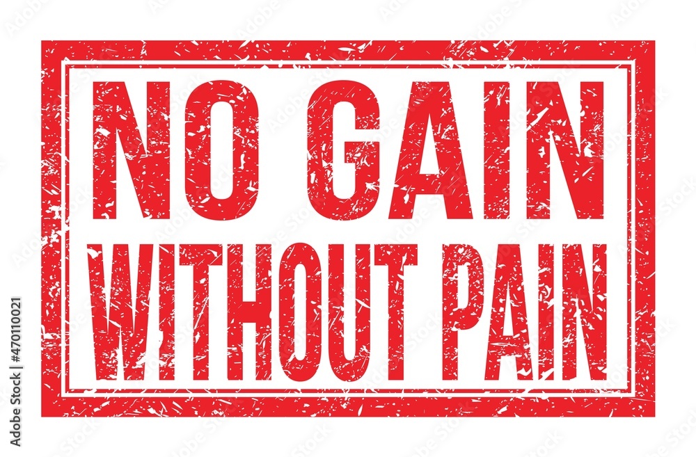NO GAIN WITHOUT PAIN, words on red rectangle stamp sign NO GAIN WITHOUT PAIN, words on red rectangle stamp sign