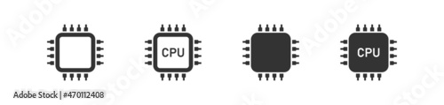 Central processing unit isolated icon. CPU computer chip.  Symbol, logo vector