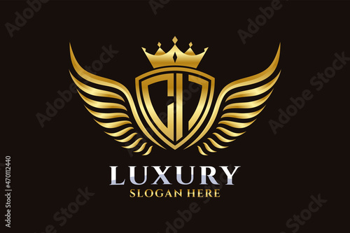 Luxury royal wing Letter CI crest Gold color Logo vector, Victory logo, crest logo, wing logo, vector logo template.