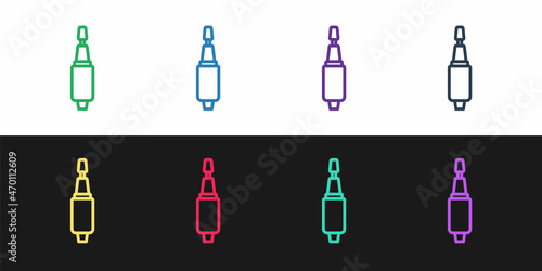 Set line Milling cutter for manicure icon isolated on black and white background. Apparatus for manicure. Manicure tools. Vector