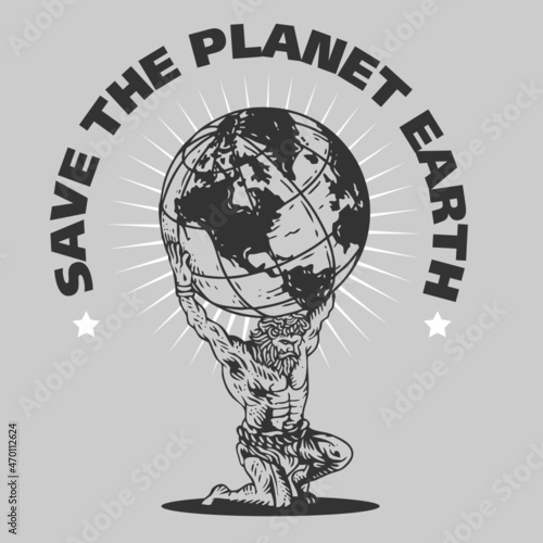 Atlas God Holding Up Earth Globe
