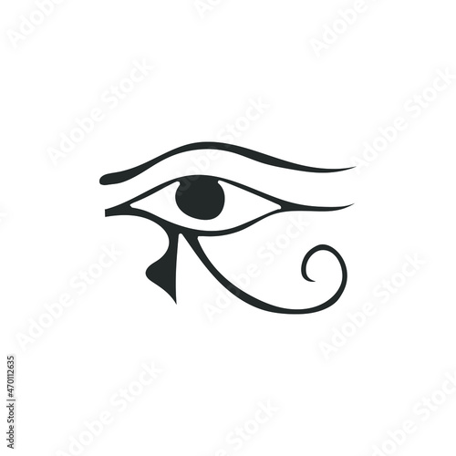 Horus Eye Icon Silhouette Illustration. Ancient Egypt Vector Graphic Pictogram Symbol Clip Art. Doodle Sketch Black Sign.