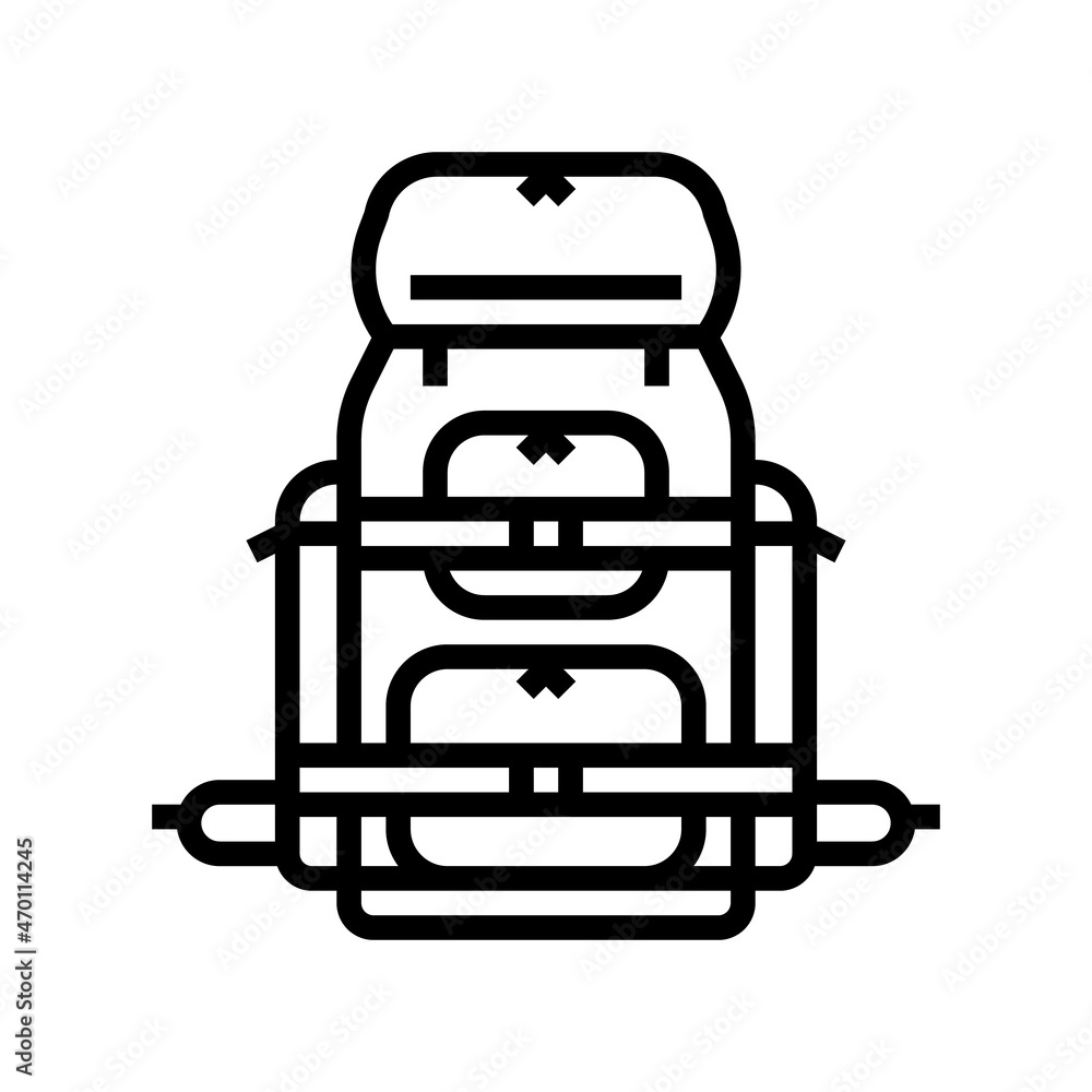 camp pack line icon vector. camp pack sign. isolated contour symbol black illustration camp pack line icon vector. camp pack sign. isolated contour symbol black illustration