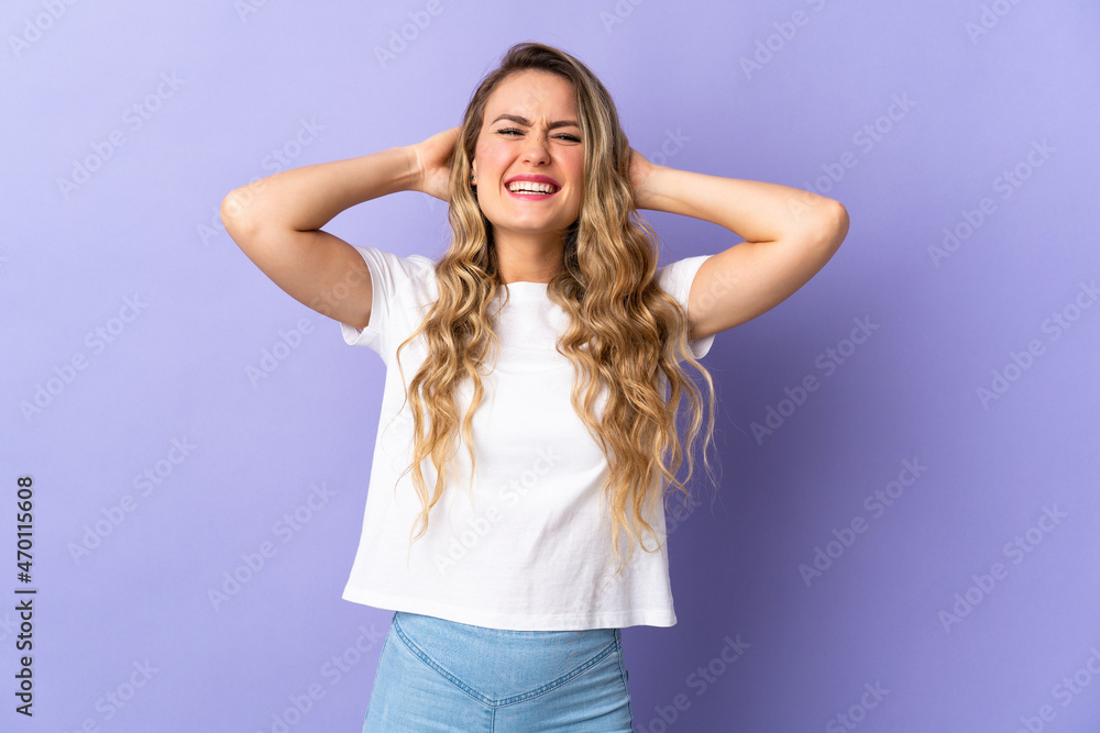 Young Brazilian woman isolated on purple background laughing Young Brazilian woman isolated on purple background laughing