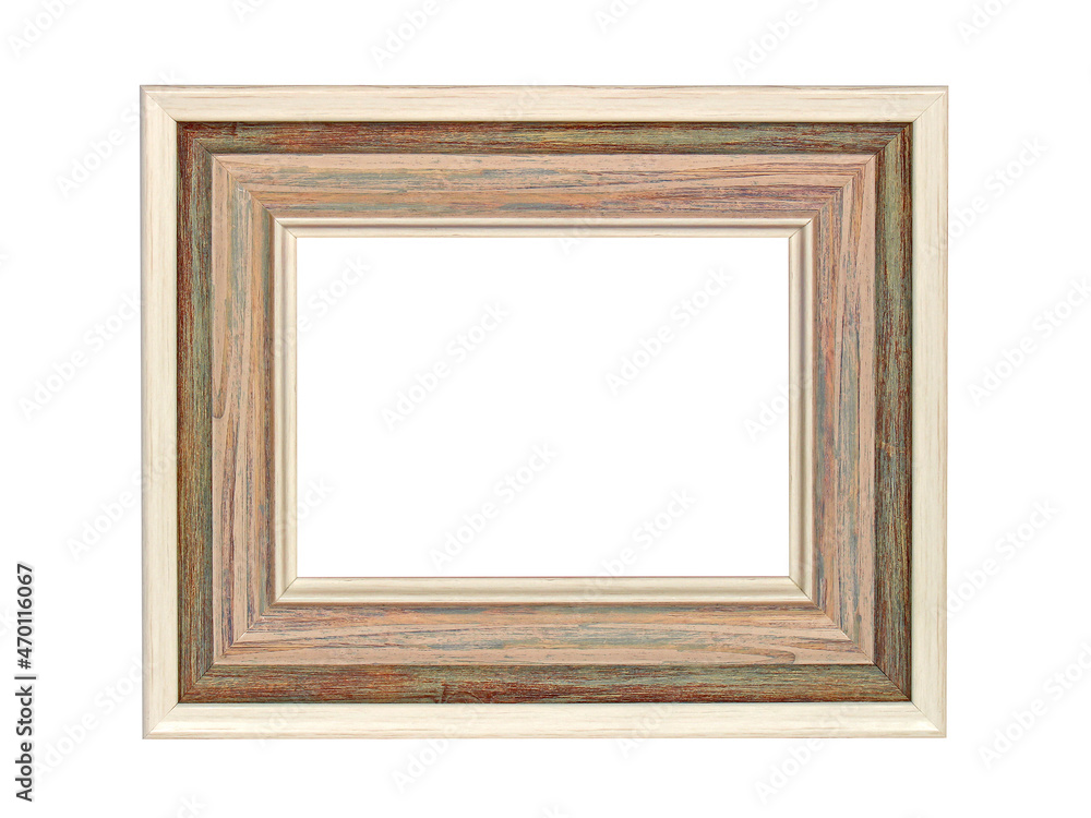 Wooden light brown frame for paintings. Isolated on white Wooden light brown frame for paintings. Isolated on white