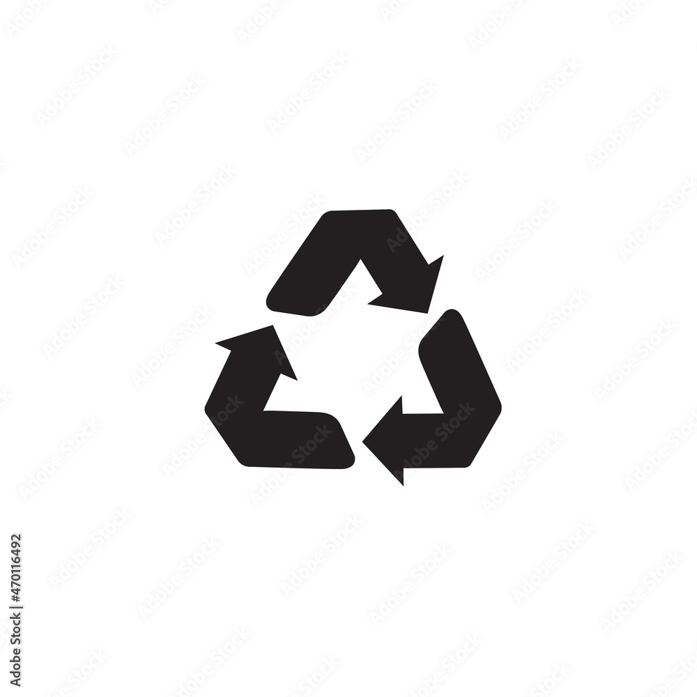 Black recycle icon vector isolated on white background. Trendy recycle ...