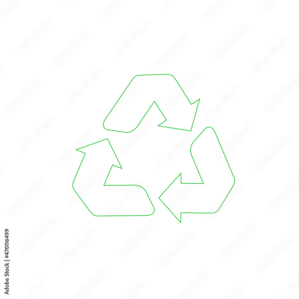 Green recycle icon vector isolated on white background. Trendy recycle icon in flat style. Template for sticker, symbol, logo, app and label. Creative concept, eco recycling sign. Vector illustration Green recycle icon vector isolated on white background. Trendy recycle icon in flat style. Template for sticker, symbol, logo, app and label. Creative concept, eco recycling sign. Vector illustration