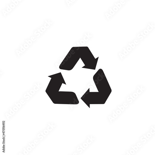 Black recycle icon vector isolated on white background. Trendy recycle icon in flat style. Template for sticker, symbol, logo, app and label. Creative concept, eco recycling sign. Vector illustration