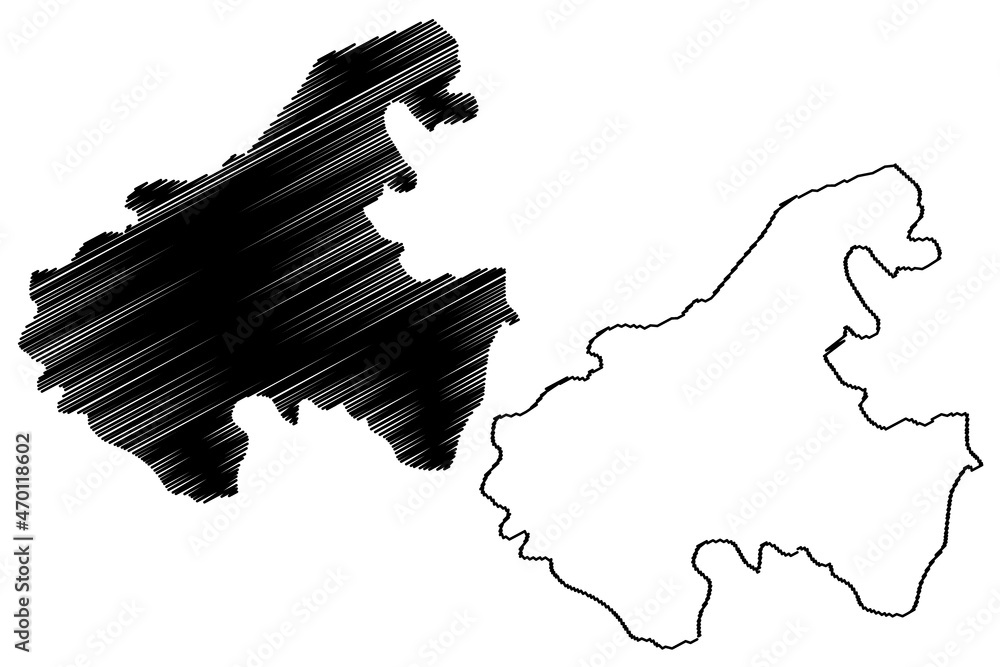 Vijayanagara district (Karnataka State, Republic of India, Gulbarga Division) map vector illustration, scribble sketch Vijayanagara map