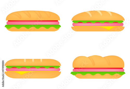 Sandwich set, icon, stock vector, logo isolated on a white background. Illustration