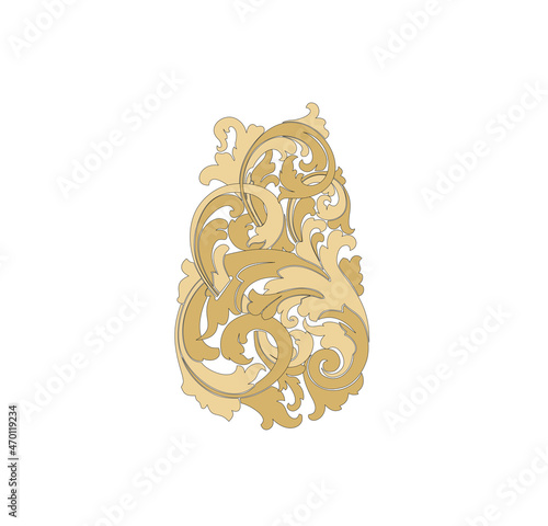COLORFUL BAROQUE DECORATIONS WITH FLOWERS AND LEAVES IN ANCIENT ITALIAN STYLE