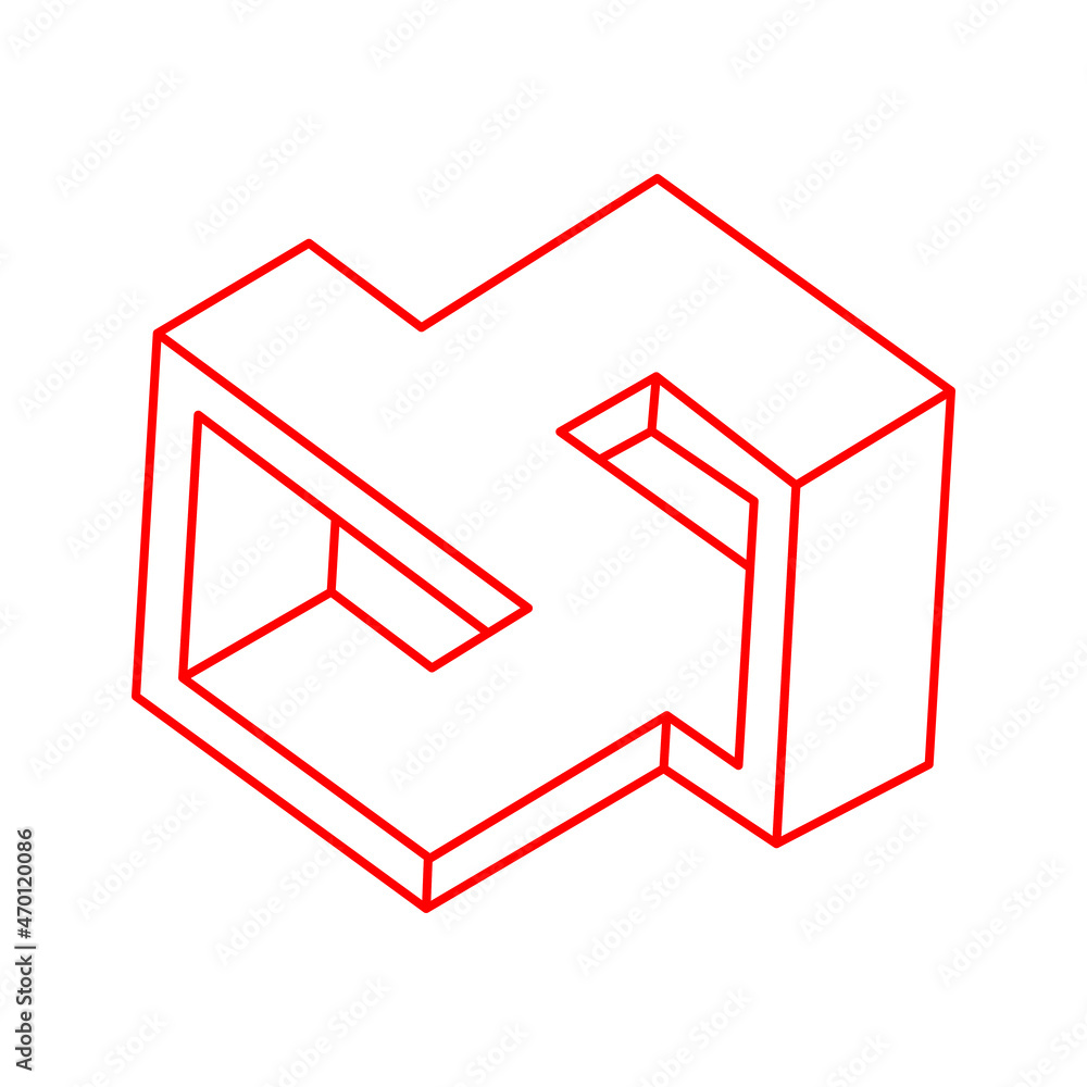 Optical illusion logo. Impossible shape vector. Optical art object. Geometric figure. Line art. Optical illusion logo. Impossible shape vector. Optical art object. Geometric figure. Line art.