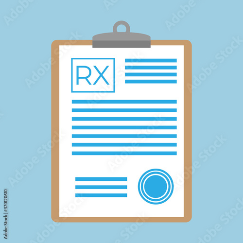 Blank Rx prescription form on blue background