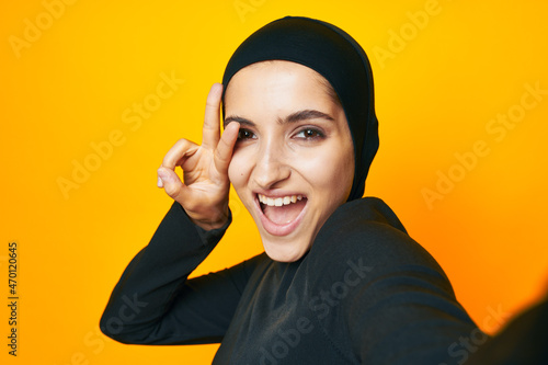 arab woman fun ethnicity model posing emotions studio lifestyle © VICHIZH