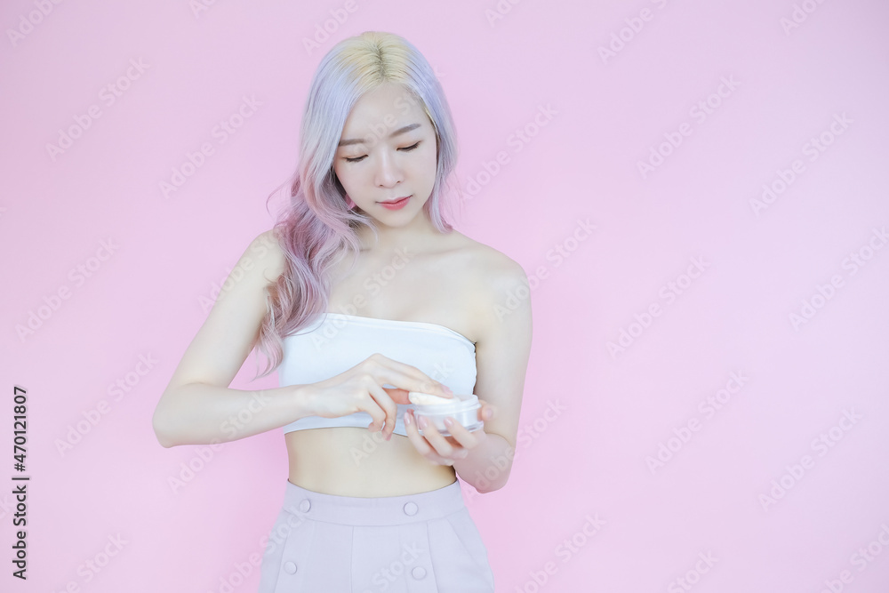 posing beautiful asia woman posing on pink background, emotions action, beauty concept posing beautiful asia woman posing on pink background, emotions action, beauty concept