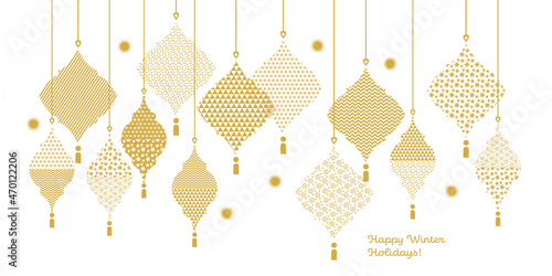 Xmas design ornament with texture in gold & white