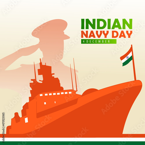 Indian navy day poster, banner. Indian national celebration. Vector illustration
