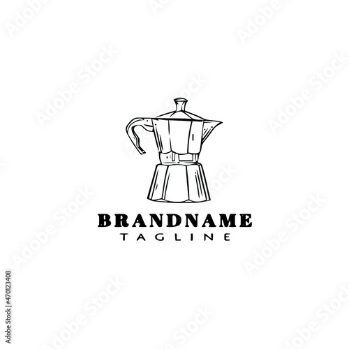 coffee pot logo cartoon icon cute template black isolated vector illustration