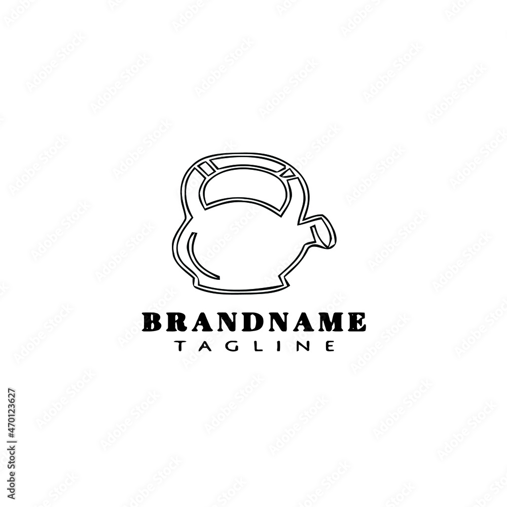 Obraz premium tea pot logo cartoon icon design template black isolated vector cute