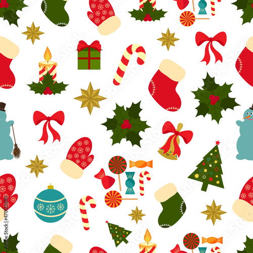 Seamless pattern of Christmas and New year.