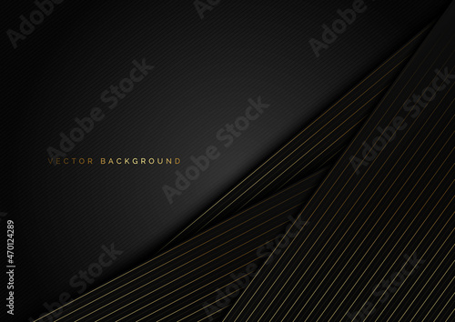 Wallpaper Mural Abstract stripes golden lines diagonal overlap on black background. Luxury stryle. Torontodigital.ca