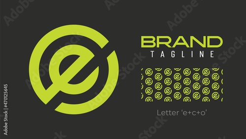 Letter e logo in a circle shape with a pattern for shopping, e-commerce, application, business brands