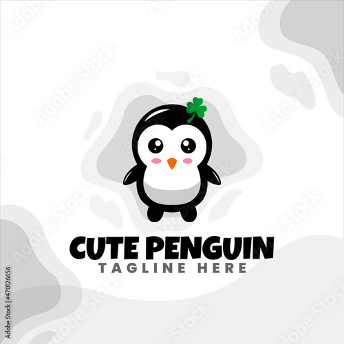 Cute Penguin Cartoon Vector Icons Illustration