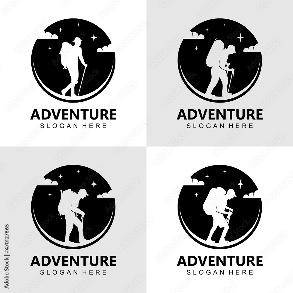 Obraz premium Hiking adventure logo concept design vector