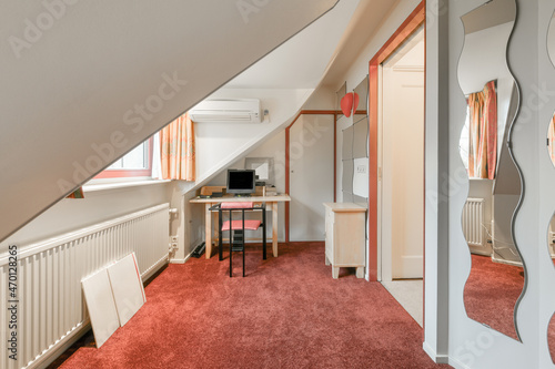 Modern workspace in light garret