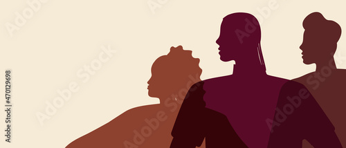 African people, copy space template, Silhouette vector stock illustration with Black people community with place for text, Africans together as backdrop