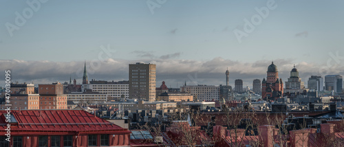 Panorama view over the Stockholm down town from the hill district Stadshagen, tower buildings a sunny autumn day in Stockholm