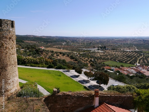 Vue sur les paysages de l'Alentejo depuis la forteresse de Portel au Portugal