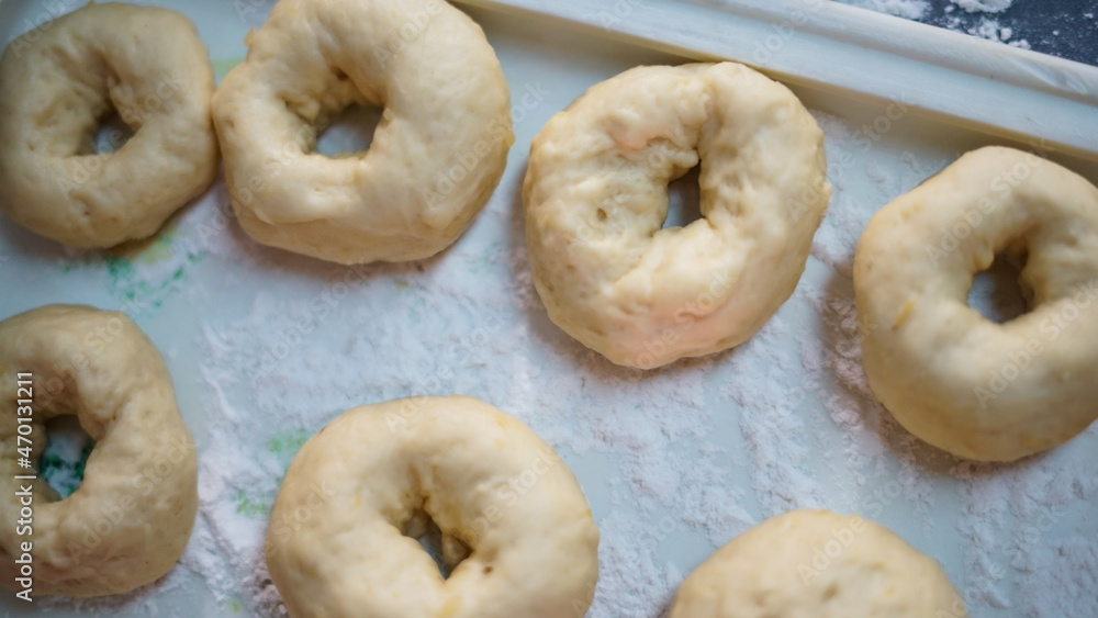 Homemade donuts ready to fry