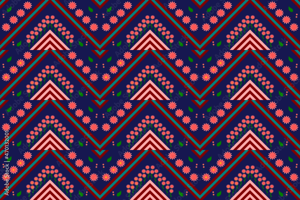 geometric ethnic seamless pattern flower design for fabric, curtain, background, carpet, wallpaper, clothing, wrapping,  fabric