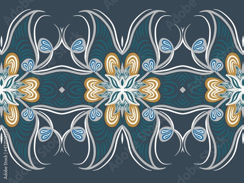 Seamless pattern ornamental background. Paisley, traditional damask classical luxury old fashioned floral ornament. Digital art illustration