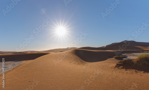 Orange sand dune with blue sky - Sossusvlei  Namib desert  Namibia  Southern Africa