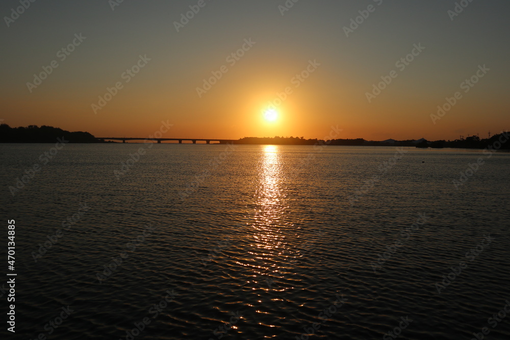 sunset in tainan taiwan between river and ocean design for holiday and retirement concept sunset in tainan taiwan between river and ocean design for holiday and retirement concept