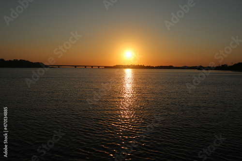 sunset in tainan taiwan between river and ocean design for holiday and retirement concept